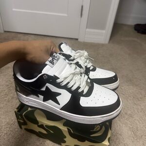 Black and White Bape Sneakers